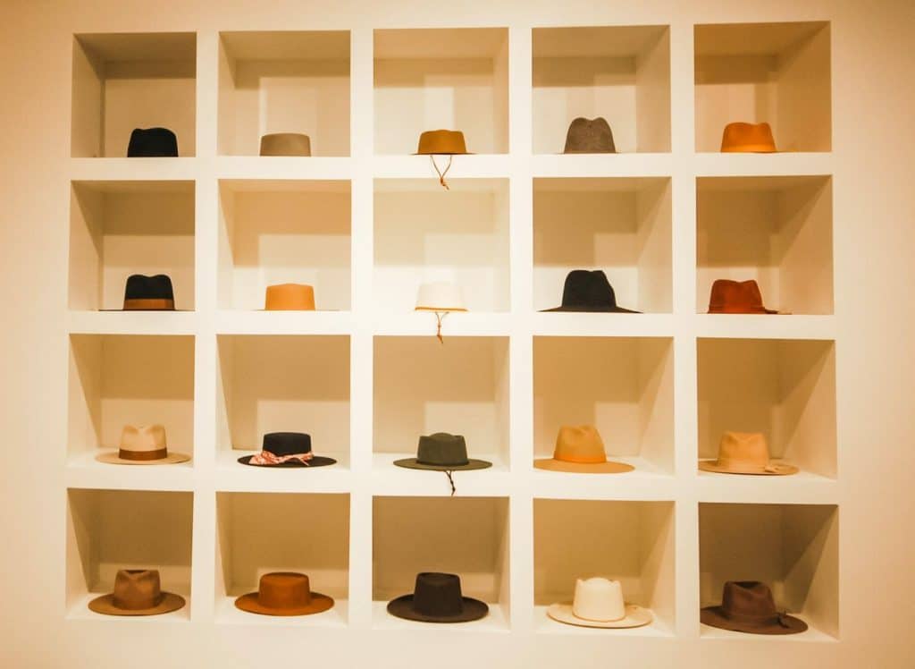 Gigi Pip - retail construction project - hats on wall