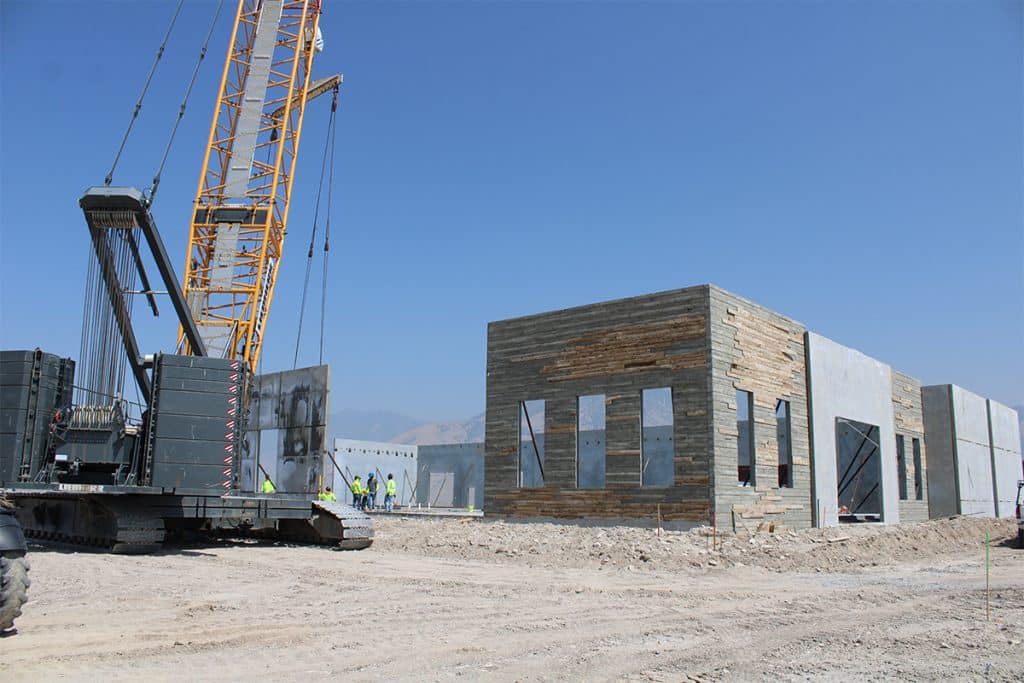 Walls of Ford Performance building being put up