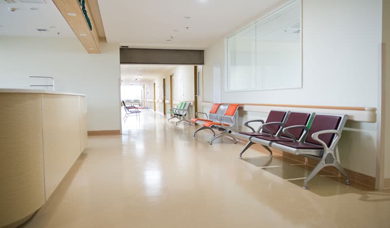 Hospital waiting room in newly built emergency room healthcare facility construction project in Utah